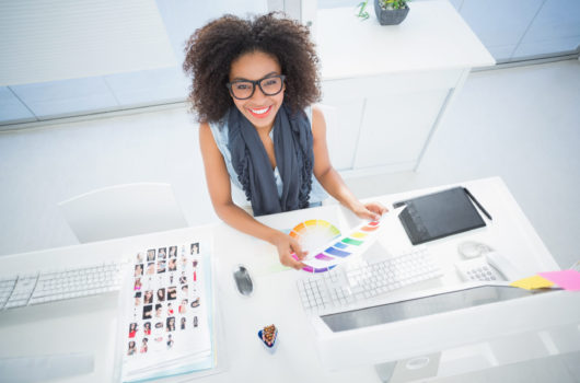 Pretty,Designer,Working,At,Her,Desk,In,Her,Office